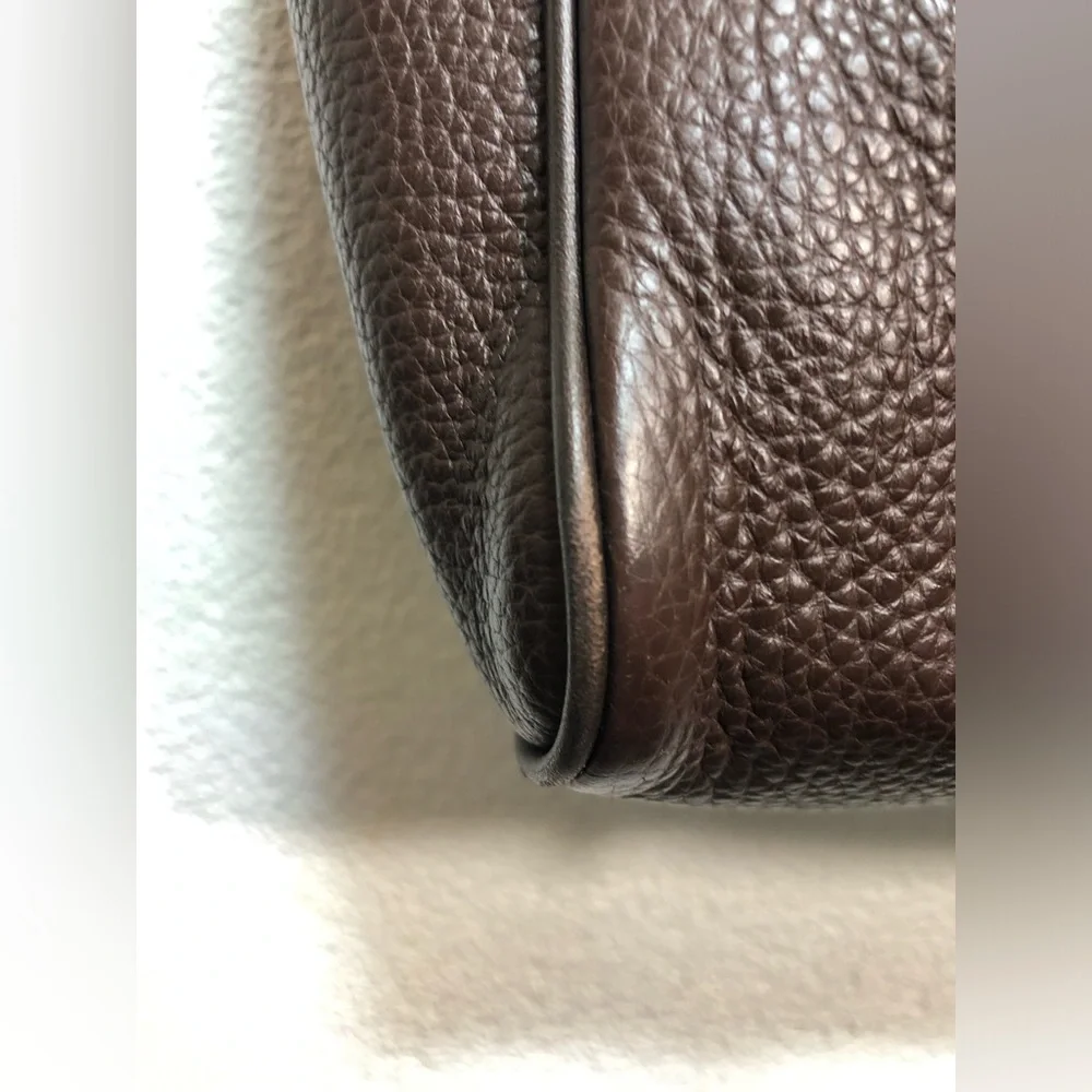 Adrienne Vittadini Dark Brown Leather Messenger Tote